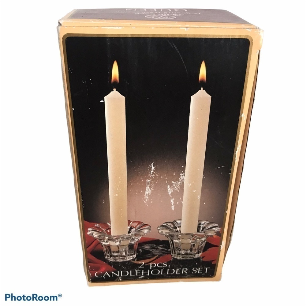 NWT - BORGONOVO Queen 2pc Glass Candleholder Set - Italy